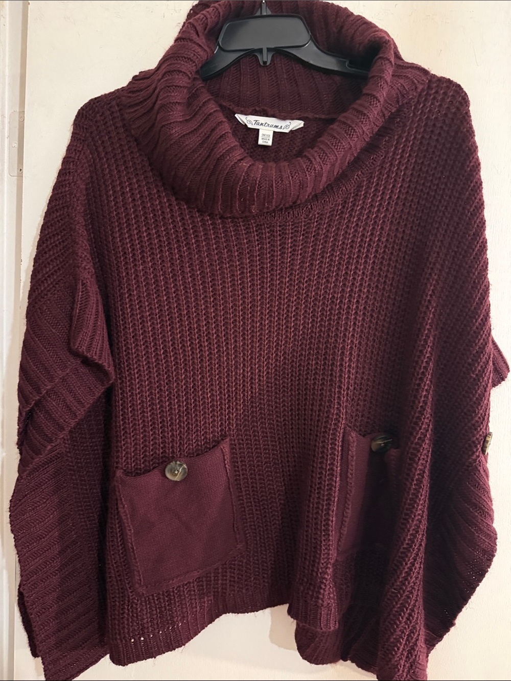 Tantrums Burgundy Cowl Neck Pocket Sweater